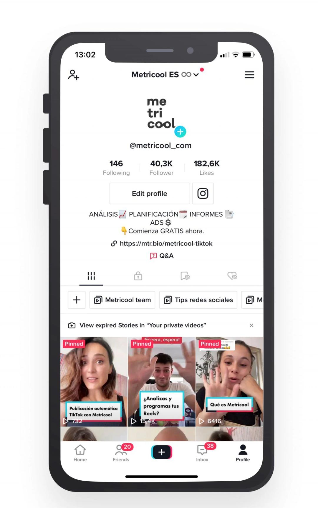 TikTok Profile page example